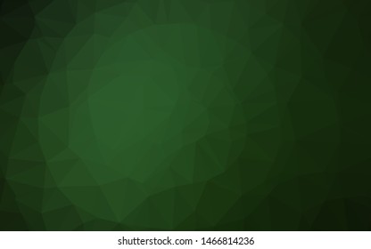 Dark Green vector shining triangular pattern. Creative illustration in halftone style with gradient. Brand new style for your business design.