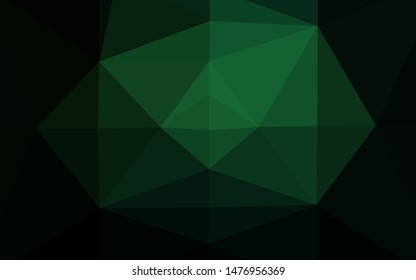 Dark Green vector shining triangular template. Colorful illustration in Origami style with gradient.  Completely new template for your business design.