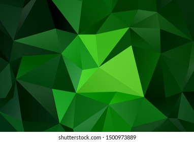Dark Green vector shining triangular backdrop. Shining polygonal illustration, which consist of triangles. Completely new template for your banner.