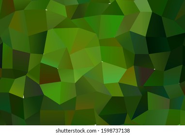 Dark Green vector shining triangular background. Creative illustration in halftone style with triangles. Brand new style for your business design.