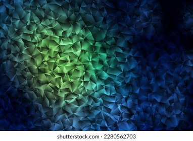 Dark Green vector shining triangular backdrop. Triangular geometric sample with gradient.  Polygonal design for your web site.