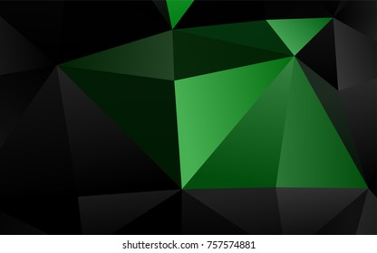 Dark Green vector shining triangular pattern. Triangular geometric sample with gradient.  Triangular pattern for your business design.