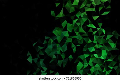 Dark Green vector shining triangular pattern. Geometric illustration in Origami style with gradient.  A completely new design for your business.