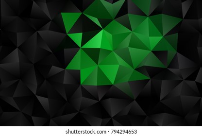 Dark Green vector shining triangular background. A vague abstract illustration with gradient. Brand-new style for your business design.