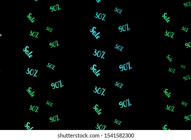 Dark Green vector template with 30, 50, 90% selling. Colored words of sales with gradient on white background. Pattern for ads, posters, banners of sales.