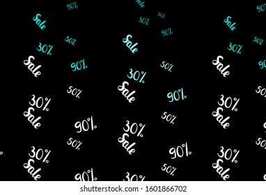 Dark Green vector template with 30, 50, 90% selling. Shining colorful illustration with isolated selling prices. Backdrop for ads, leaflets of Black Friday.