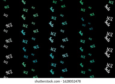 Dark Green vector template with 30, 50, 90% selling. Illustration with signs of sales on abstract template. Backdrop for super sales on Black Friday.