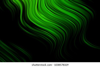 Dark Green vector template with abstract lines. A vague circumflex abstract illustration with gradient. The elegant pattern for brand book.
