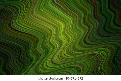 Dark Green vector template with bent lines. Modern gradient abstract illustration with bandy lines. The template for cell phone backgrounds.