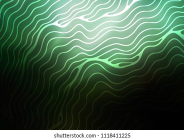 Dark Green vector template with bent lines. Shining crooked illustration in marble style. Textured wave pattern for backgrounds.