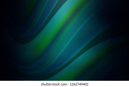 Dark Green vector template with bent lines. Shining illustration, which consist of blurred lines, circles. A new texture for your  ad, booklets, leaflets.