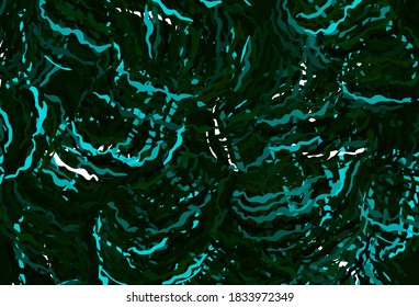 Plantilla de vector verde oscuro con líneas dobladas. Ilustración abstracta brillante con líneas irónicas. Una muestra de sus ideas.