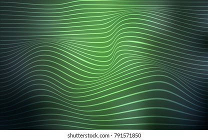 Dark Green vector template with bent ribbons. Shining illustration, which consist of blurred lines. A completely new template for your business design.
