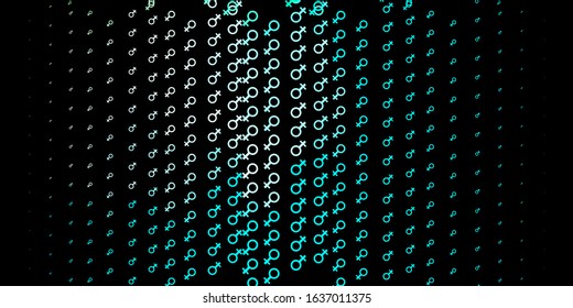 Dark Green vector template with businesswoman signs. Colorful feminism symbols with a gradient in modern style. Simple design for your web site.