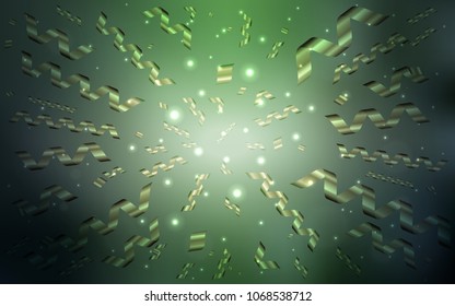 Dark Green vector template with carnival confetti. Decorative shining illustration with ribbons on abstract template. The pattern can be used for carnival, festival leaflets.