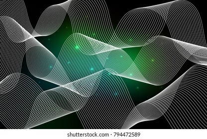 Dark Green vector template with carnival confetti. Beautiful colored illustration with ribbon in celebration style. The pattern can be used for birthday gifts, congratulations.