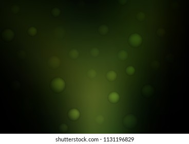 Dark Green vector template with circles. Abstract illustration with colored bubbles in nature style. Pattern can be used as texture of water, rain drops.