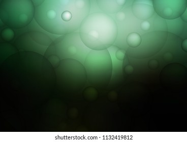 Dark Green vector template with circles. Beautiful colored illustration with blurred circles in nature style. The pattern can be used for aqua ad, booklets.
