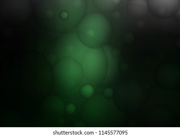 Dark Green vector template with circles. Glitter abstract illustration with blurred drops of rain. The pattern can be used for ads, leaflets of liquid.