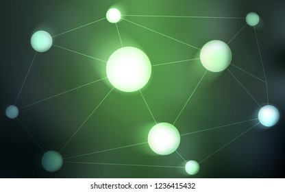 Dark Green vector template with circles, triangles. Glitter abstract illustration with connection of triangle structure. New design for ad, poster, banner of your website.