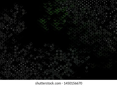 Dark Green vector template with circles. Blurred decorative design in abstract style with bubbles. Pattern of water, rain drops.