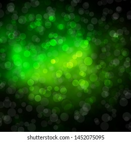 Dark Green vector template with circles. Colorful illustration with gradient dots in nature style. Pattern for wallpapers, curtains.