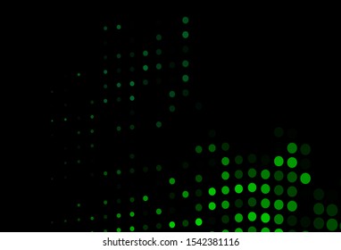 Dark Green vector template with circles. Glitter abstract illustration with blurred drops of rain. Completely new template for your brand book.