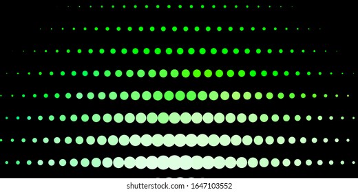 Plantilla vectorial verde oscuro con círculos. Ilustración colorida con puntos degradados en estilo natural. Patrón para anuncios comerciales.