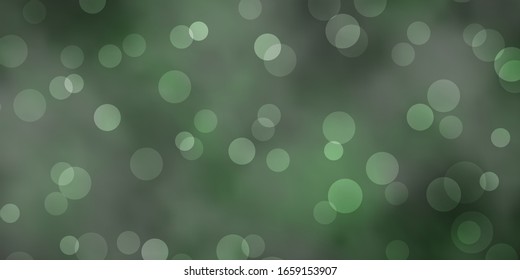 Dark Green vector template with circles. Colorful illustration with gradient dots in nature style. Design for posters, banners.