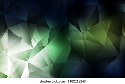 Dark Green vector template with crystals, triangles. Decorative design in abstract style with triangles. The template can be used as a background.