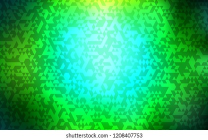 Dark Green vector template with crystals, triangles. Triangles on abstract background with colorful gradient. Pattern for commercials.