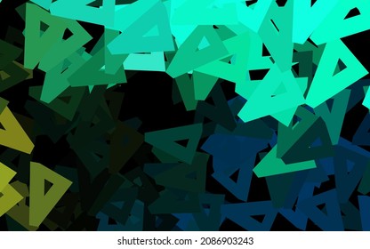Plantilla de vector verde oscuro con cristales, triángulos. Hermosa ilustración con triángulos de estilo natural. Mejor diseño inteligente para su negocio.