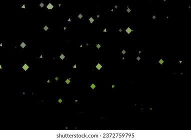 Dunkelgrüne Vektorvorlage mit Kristallen, Kreisen, Quadraten. Kreise, Linien, Rhombus mit buntem Farbverlauf. Muster für Busse, Broschüren, Prospekte