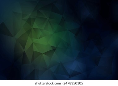 Plantilla de Vector verde oscuro con cristales, triángulos. Ilustración de degradado Abstractas con triángulos. Plantilla moderna para landing page.