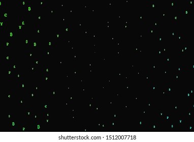 Dark Green vector template with currency. Blurred design in simple style with symbols of currency. Pattern for financial, investment websites.