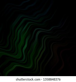 Dark Green vector template with curved lines. Abstract illustration with bandy gradient lines. Best design for your ad, poster, banner.
