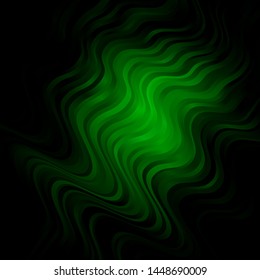 Dark Green vector template with curved lines. Illustration in abstract style with gradient curved.  Pattern for ads, commercials.