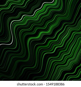Dark Green vector template with curved lines. Bright illustration with gradient circular arcs. Template for your UI design.