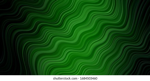 Dark Green vector template with curved lines. Bright illustration with gradient circular arcs. Template for your UI design.