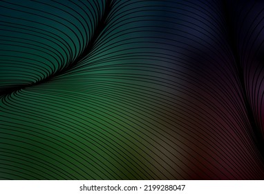 Dark Green vector template with curved lines. An elegant bright illustration with gradient lines. Abstract design for your web site.