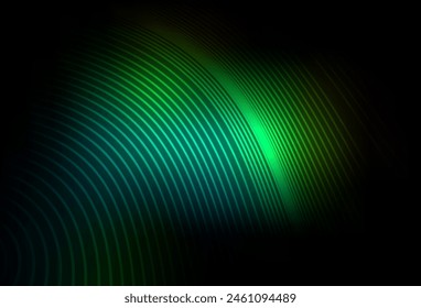 Plantilla de Vector verde oscuro con líneas curvas. Ilustración de degradado colorido en estilo simple con líneas. Nueva composición para tu libro de marca.