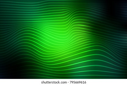Dark Green vector template with curved lines. Modern gradient abstract illustration with bandy lines. Brand-new style for your business design.