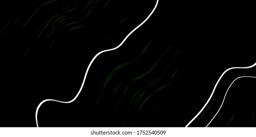Plantilla de vector verde oscuro con curvas. Ilustración colorida en estilo circular con líneas. Patrón para sitios web, páginas de inicio.