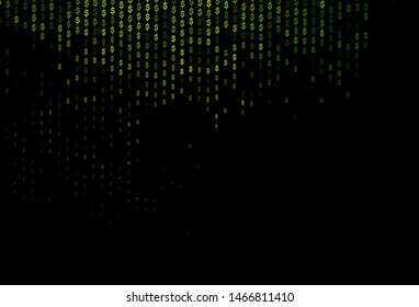 Dark Green vector template with dollar, USD, usa. Abstract illustration with colored financial digital symbols. The pattern can be used for financial, investment websites.