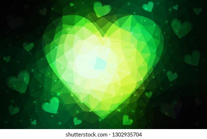 Dark Green vector  template with doodle hearts. Illustration with hearts in love concept for valentine's day. Pattern for valentine's ad, booklets.