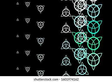 Dark Green vector template with esoteric signs. Colorful vintage illustration with gradient alchemy shapes. Design for magic, spiritual events.