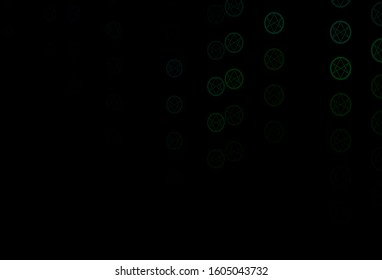 Dark Green vector template with esoteric signs. Illustration with magical signs of spiritual power. Background for esoteric, mystic designs.