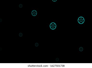 Dark Green vector template with esoteric signs. Retro design in abstract style with witchcraft forms. Design for magic, spiritual events.