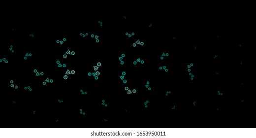 Dark Green vector template with esoteric signs. Colorful mystic symbols with a gradient in ancient style. Simple base for your occult design.