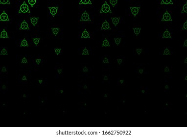 Dark Green vector template with esoteric signs. Abstract illustration with gothic gradient shapes. Simple base for your occult design.